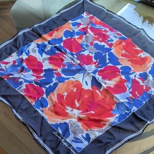 Lauren Ralph Lauren Floral Silk Scarf in Red and Blue